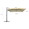 Parasol déporté Sombra rectangulaire L40cm Beige - NATERIAL - 83719280