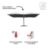 Parasol quadruple Sombra 620x620cm Gris - NATERIAL - 86549058