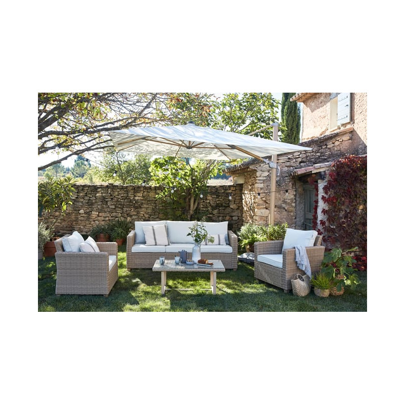 Parasol déporté Sonora II 391x282 cm Blanc - NATERIAL - 87100484
