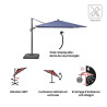 Parasol déporté Sonora II LED + Pied L.288 x l.288 cm Marin - NATERIAL - 87100483