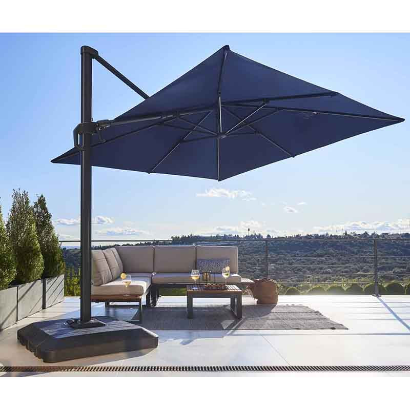 Parasol déporté Sonora II LED + Pied L.288 x l.288 cm Marin - NATERIAL - 87100483