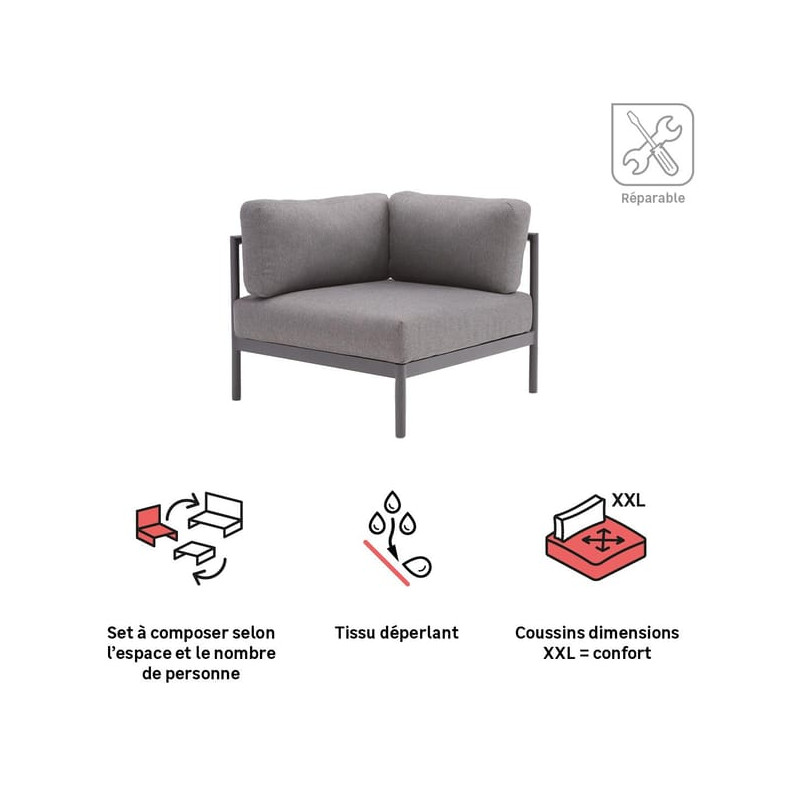 Module corner Idunn en aluminium et olefin Noir - NATERIAL