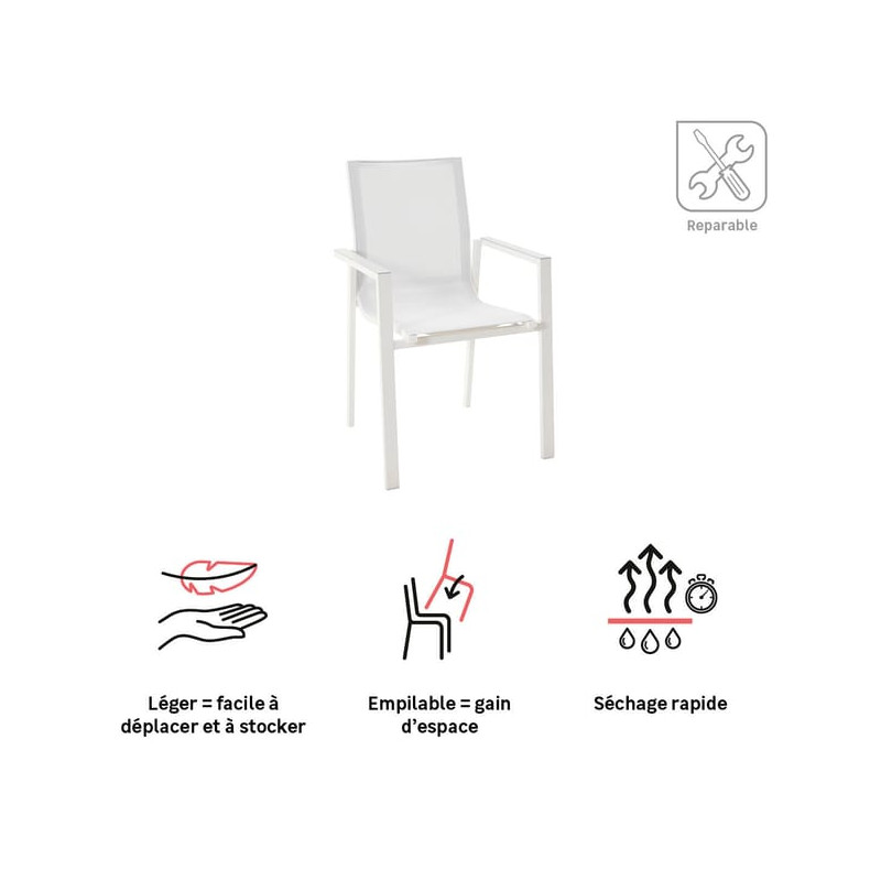 Fauteuil de jardin Odyssea Gamma Blanc - NATERIAL - 90339785