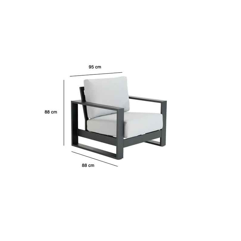 Fauteuil Athena en aluminium avec coussin Gris - NATERIAL - 86549128