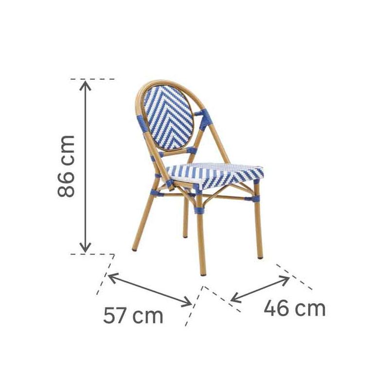 Chaise de jardin Paris en aluminium et résine tressée Bleu/Blanc - NATERIAL - 86549053