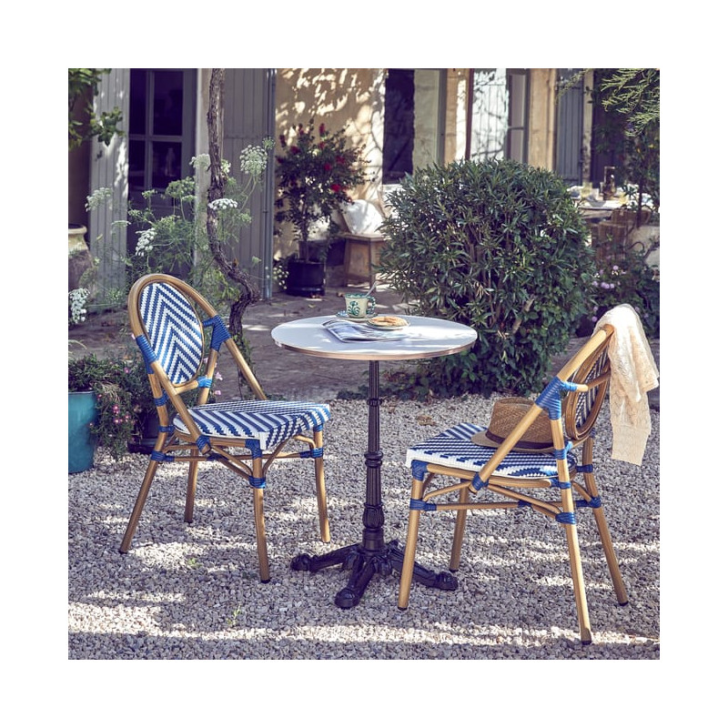 Chaise de jardin Paris en aluminium et résine tressée Bleu/Blanc - NATERIAL - 86549053