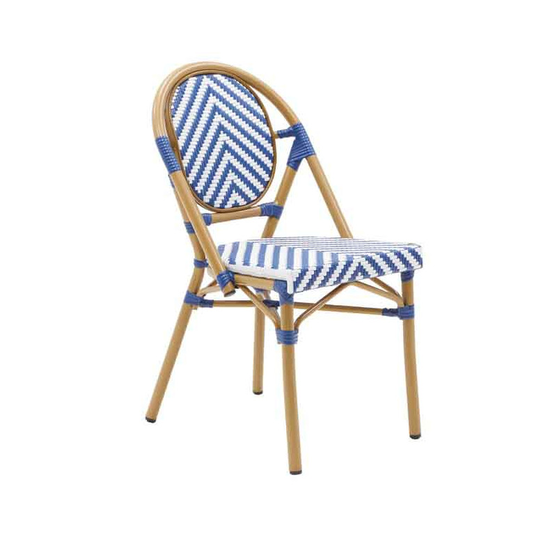 Chaise de jardin Paris en aluminium et résine tressée Bleu/Blanc - NATERIAL - 86549053
