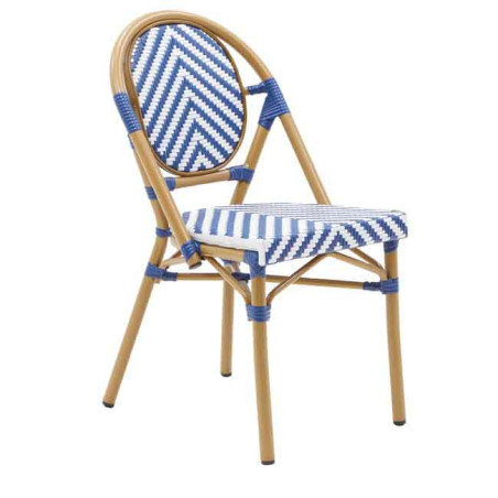 Chaise de jardin Paris en aluminium et résine tressée Bleu/Blanc - NATERIAL - 86549053