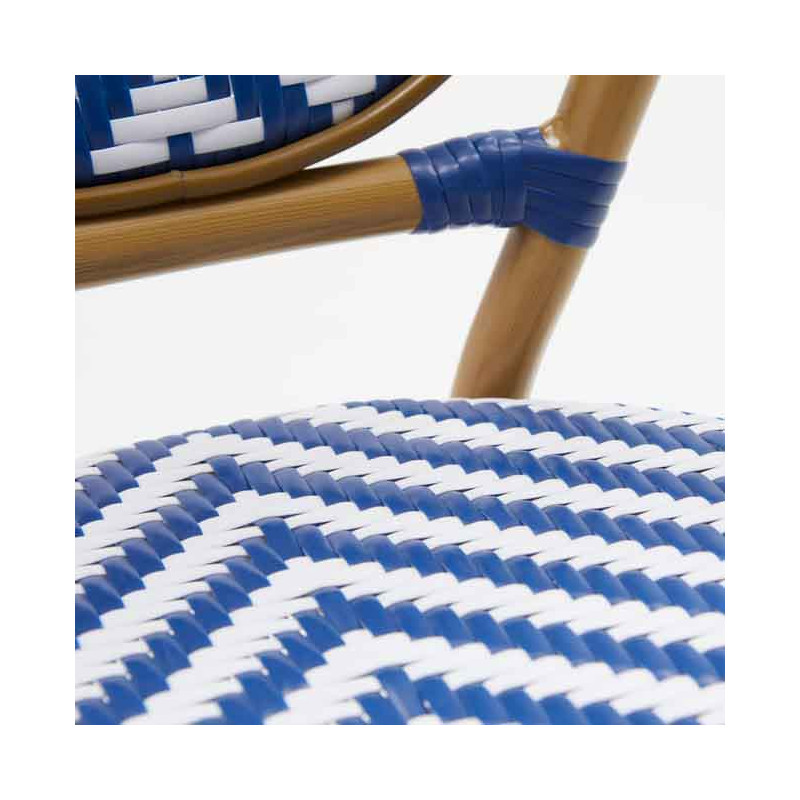 Chaise de jardin Paris en aluminium et résine tressée Bleu/Blanc - NATERIAL - 86549053