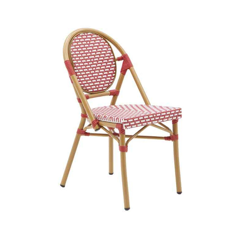 Chaise de jardin Paris en aluminium et résine tressée Rouge/Blanc - NATERIAL - 86549104
