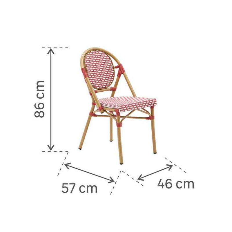 Chaise de jardin Paris en aluminium et résine tressée Rouge/Blanc - NATERIAL - 86549104