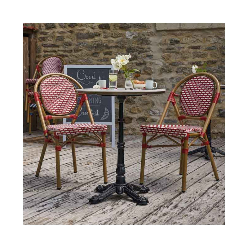Chaise de jardin Paris en aluminium et résine tressée Rouge/Blanc - NATERIAL - 86549104