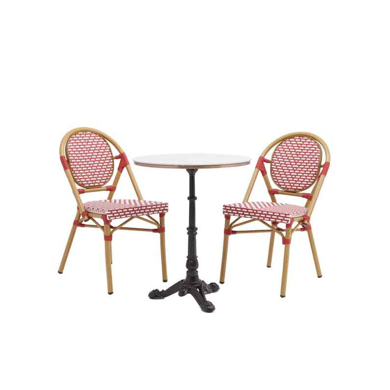 Chaise de jardin Paris en aluminium et résine tressée Rouge/Blanc - NATERIAL - 86549104