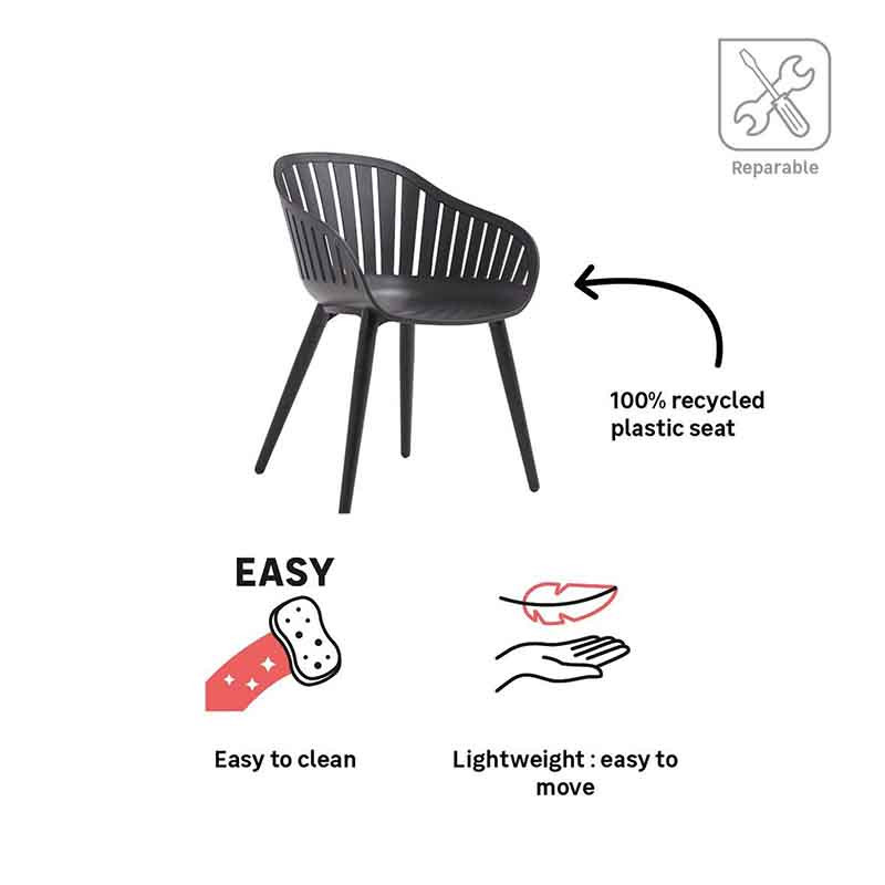 Fauteuil de jardin avec accoudoirs Idunn en aluminium Noir - NATERIAL - 86549057