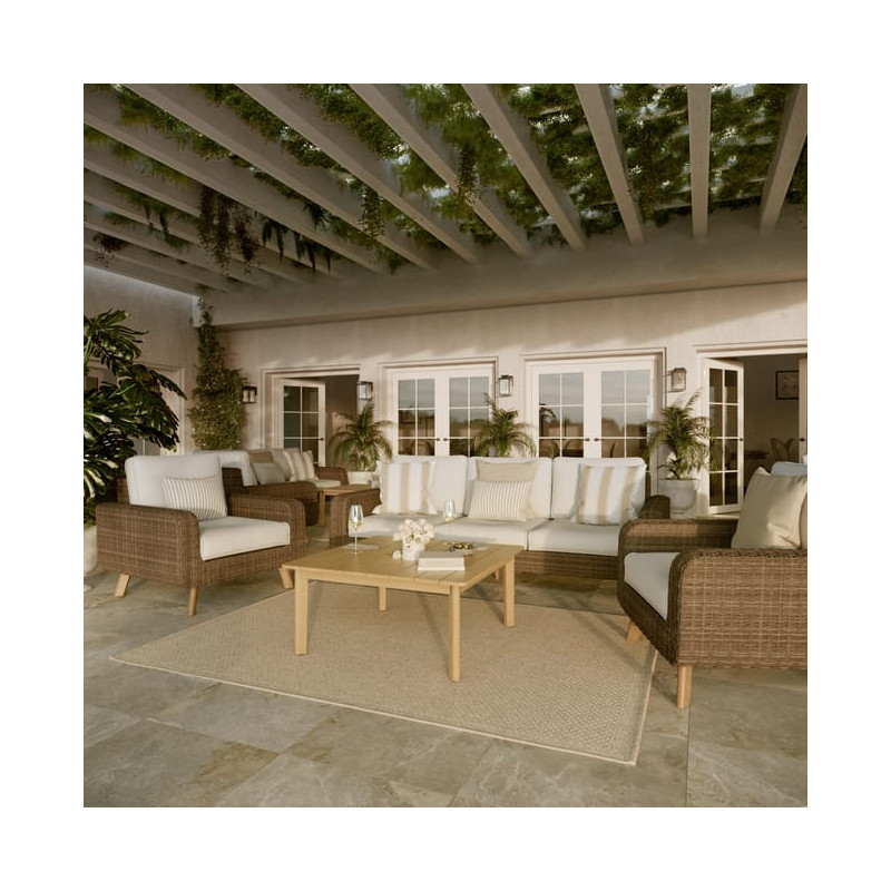 Fauteuil bas de jardin Nerea en résine tressée - NATERIAL - 86545440