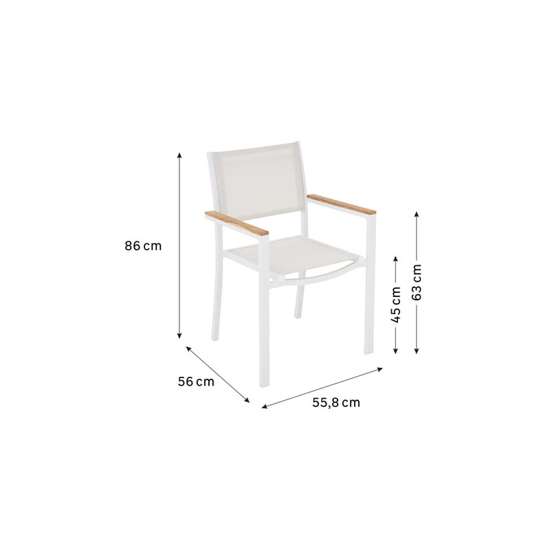 Fauteuil de jardin Persea en aluminium et textilène Blanc - NATERIAL - 90339788