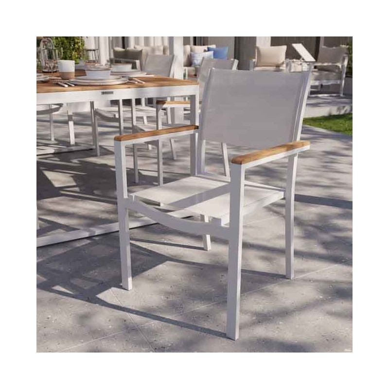Fauteuil de jardin Persea en aluminium et textilène Blanc - NATERIAL - 90339788