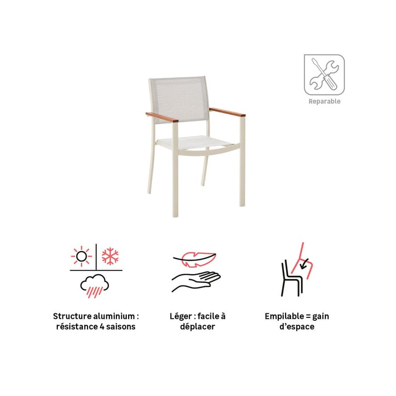 Fauteuil de jardin Oris en aluminium Blanc - NATERIAL - 90339791