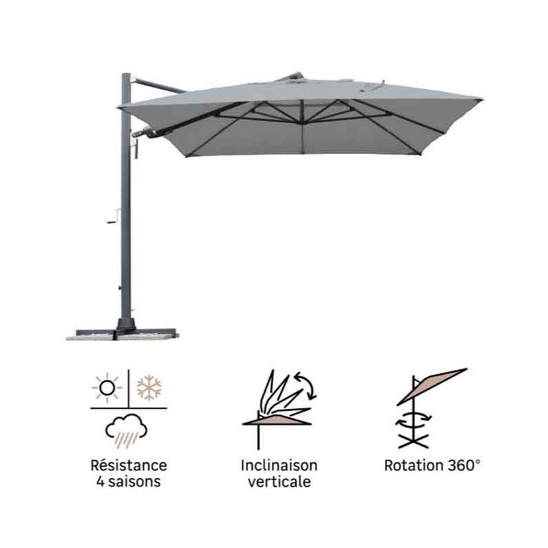 Parasol déporté rectangulaire Sombra Gris - NATERIAL - 83719278
