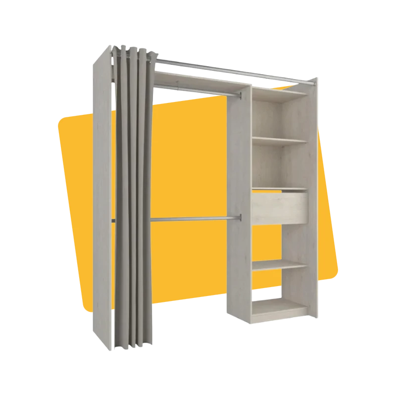 Kit dressing avec rideau New star topenga H.200 x l.122,8/177,2 x P.49.9 cm