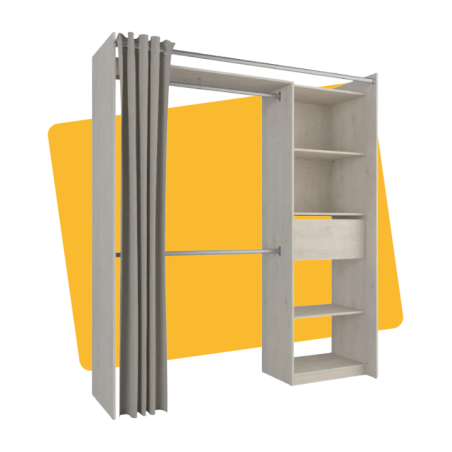 Kit dressing avec rideau New star topenga H.200 x l.122.8/177.2 x P.49.9 cm