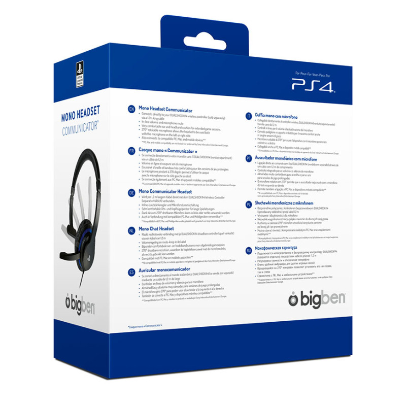 Casque gaming communicator PS4/PC noir et bleu - BIGBEN - CASQPS4OFCOMMUNICATO