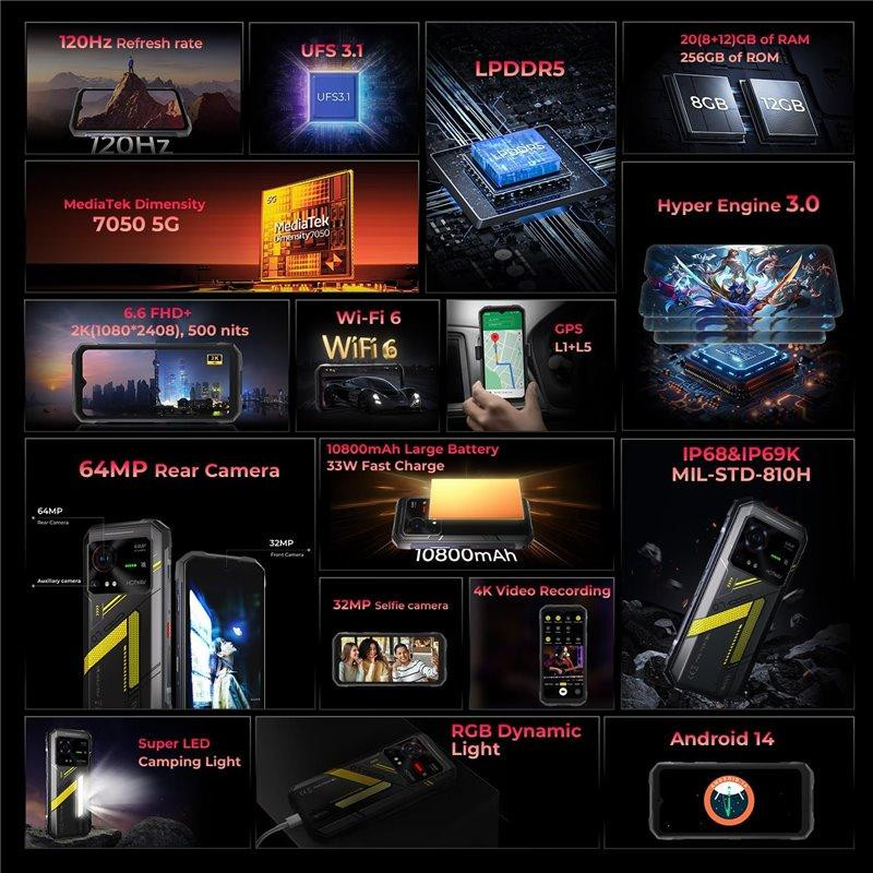 Smartphone Hotwav Hyper 7 5G DS 8/256Go Jaune - HOTWAV - HWHYPER75G256YEL