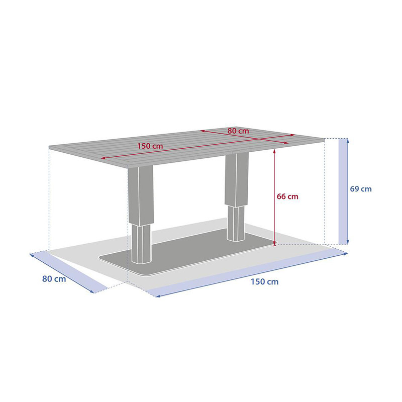 Table de jardin relevable rectangulaire Salimia Argile/Lin - HESPERIDE