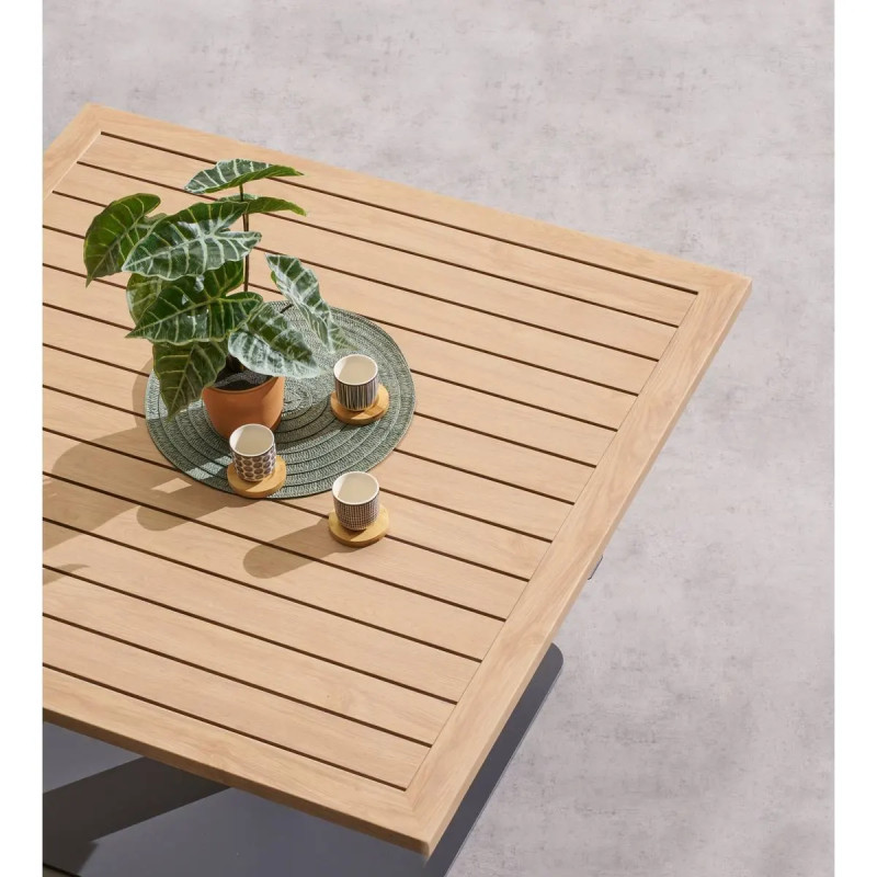 Table de jardin relevable rectangulaire Salimia Argile/Lin - HESPERIDE