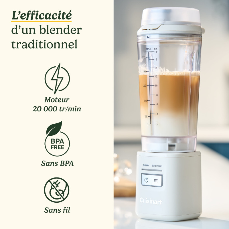 Blender portable Blast &Go 500ml 120W beige - CUISINART - PBL100E