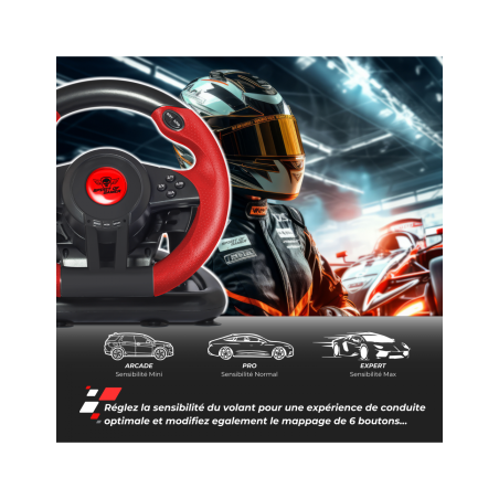 Volant + pédalier Race Wheel Pro 1 - SPIRIT OF GAMER - JVSOG-RWP1SOG
