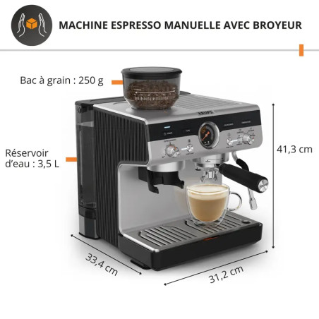 Machine à expresso avec broyeur Krups Precision - KRUPS - XP801T10
