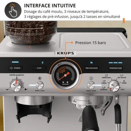 Machine à expresso avec broyeur Krups Precision - KRUPS - XP801T10