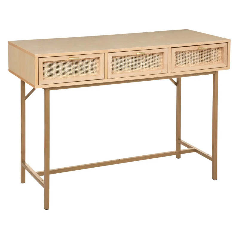 Console 3 tiroirs en cannage RAYO - 110x40x80,5 cm