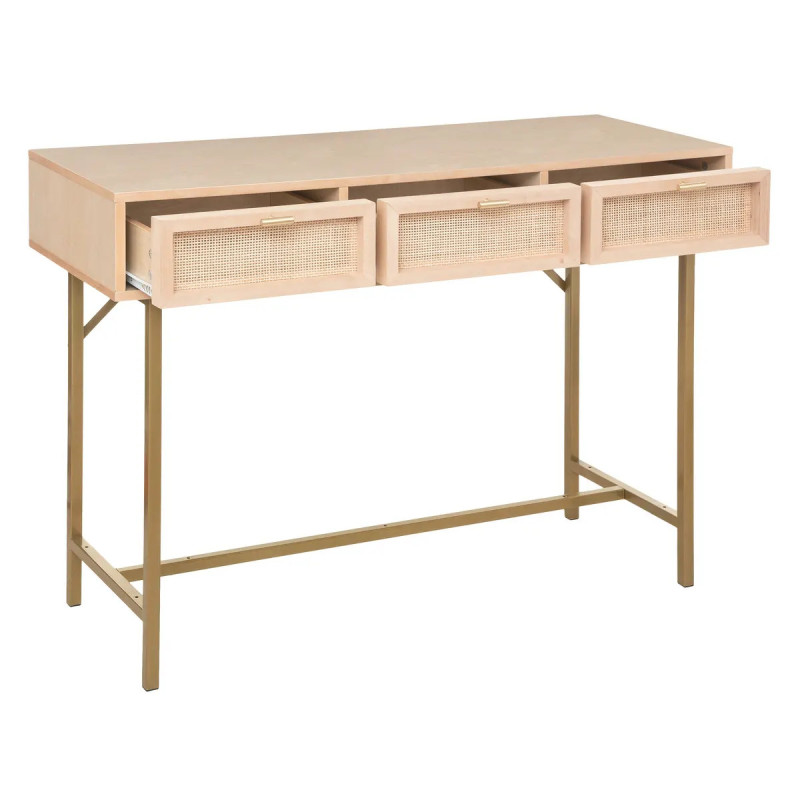 Console 3 tiroirs en cannage RAYO - 110x40x80,5 cm