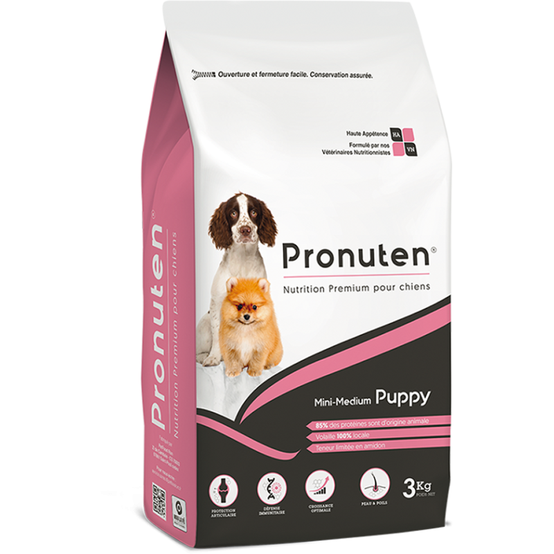 CROQUETTE CHIEN PUPPY MINI MEDIUM 3 KILOS - PRONUTEN