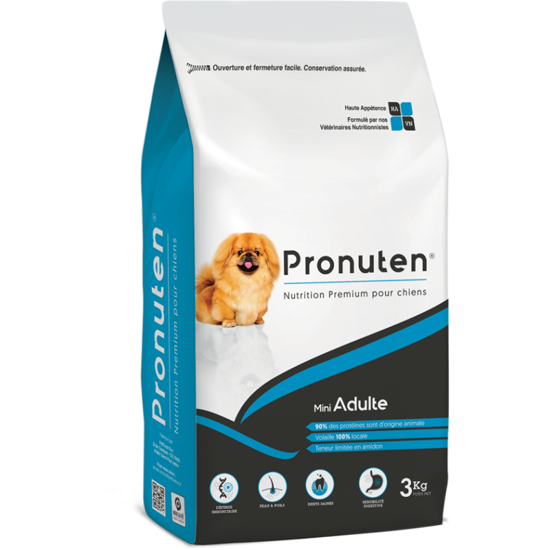 CROQUETTE CHIEN MINI ADULTE 3 KILOS - PRONUTEN