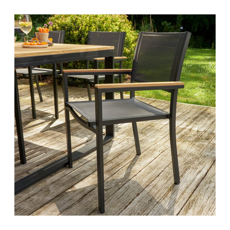Fauteuil en aluminium et textilène gris anthracite Persea NATERIAL