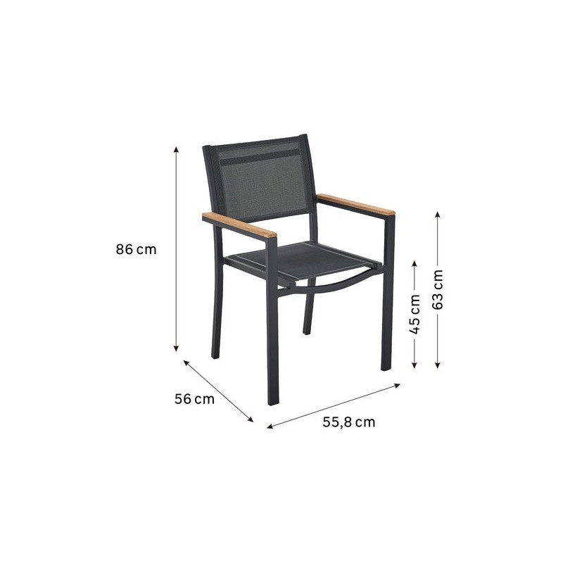 Fauteuil en aluminium et textilène gris anthracite Persea NATERIAL