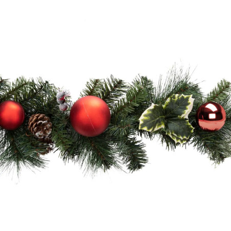 Guirlande décoratives avec boules rouges 2m
