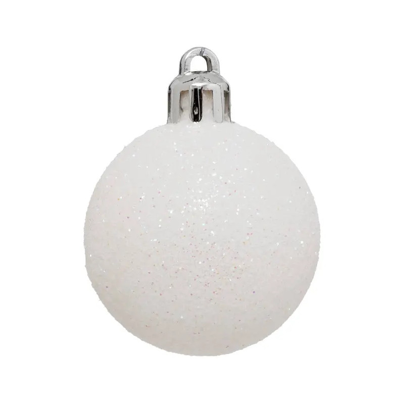 Lot de 12 boules de Noel rouge et blanc 40mm