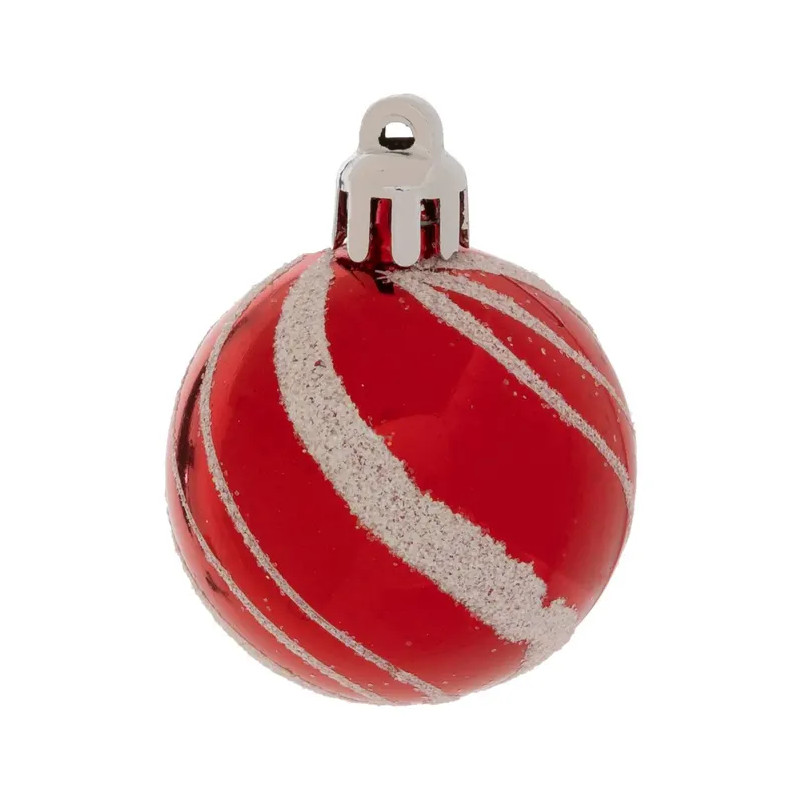 Lot de 12 boules de Noel rouge et blanc 40mm