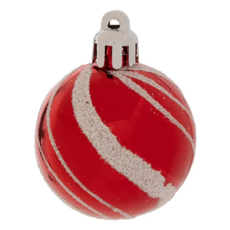 Lot de 12 boules de Noel rouge et blanc 40mm