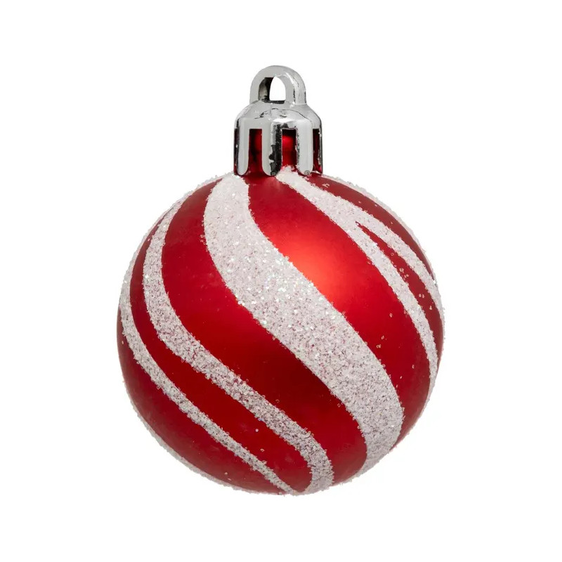Lot de 12 boules de Noel rouge et blanc 40mm