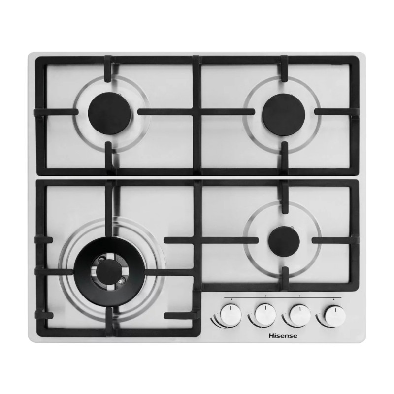 Plaque de cuisson encastrable à gaz 60 cm 4 feux argenté - HISENSE - HHU60GAGR