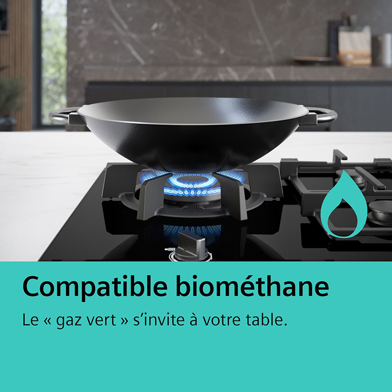 Plaque de cuisson à gaz iQ500 3 feux 60 cm Verre noir - SIEMENS - EP6A6CI10