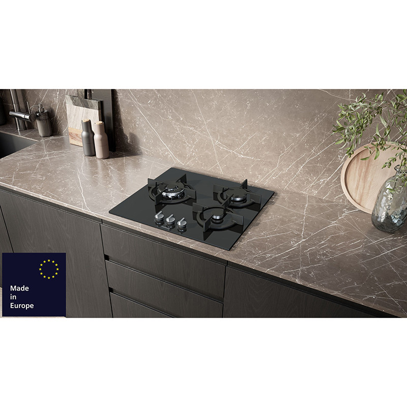 Plaque de cuisson à gaz iQ500 3 feux 60 cm Verre noir - SIEMENS - EP6A6CI10