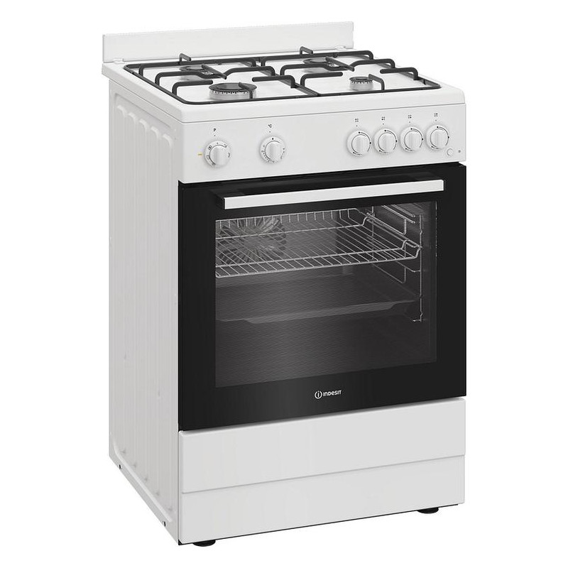 Cuisinière mixte 4 foyers à gaz avec Four électrique 72L Blanc - INDESIT - I6G5KCW