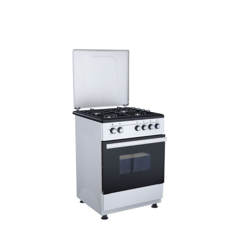 Cuisinière mixte 4 foyers à gaz avec Four électrique 64L Silver - MERLIN- M-6060CGFE-S