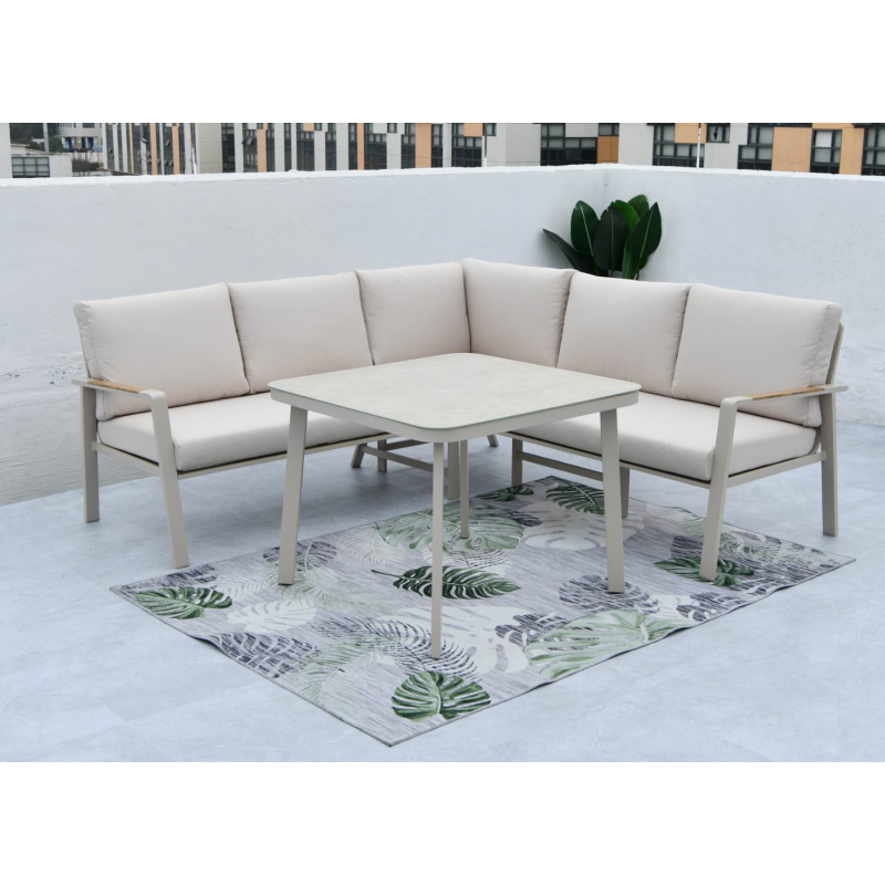 ENSEMBLE CANAPE ANGLE BEIGE 5 Personnes